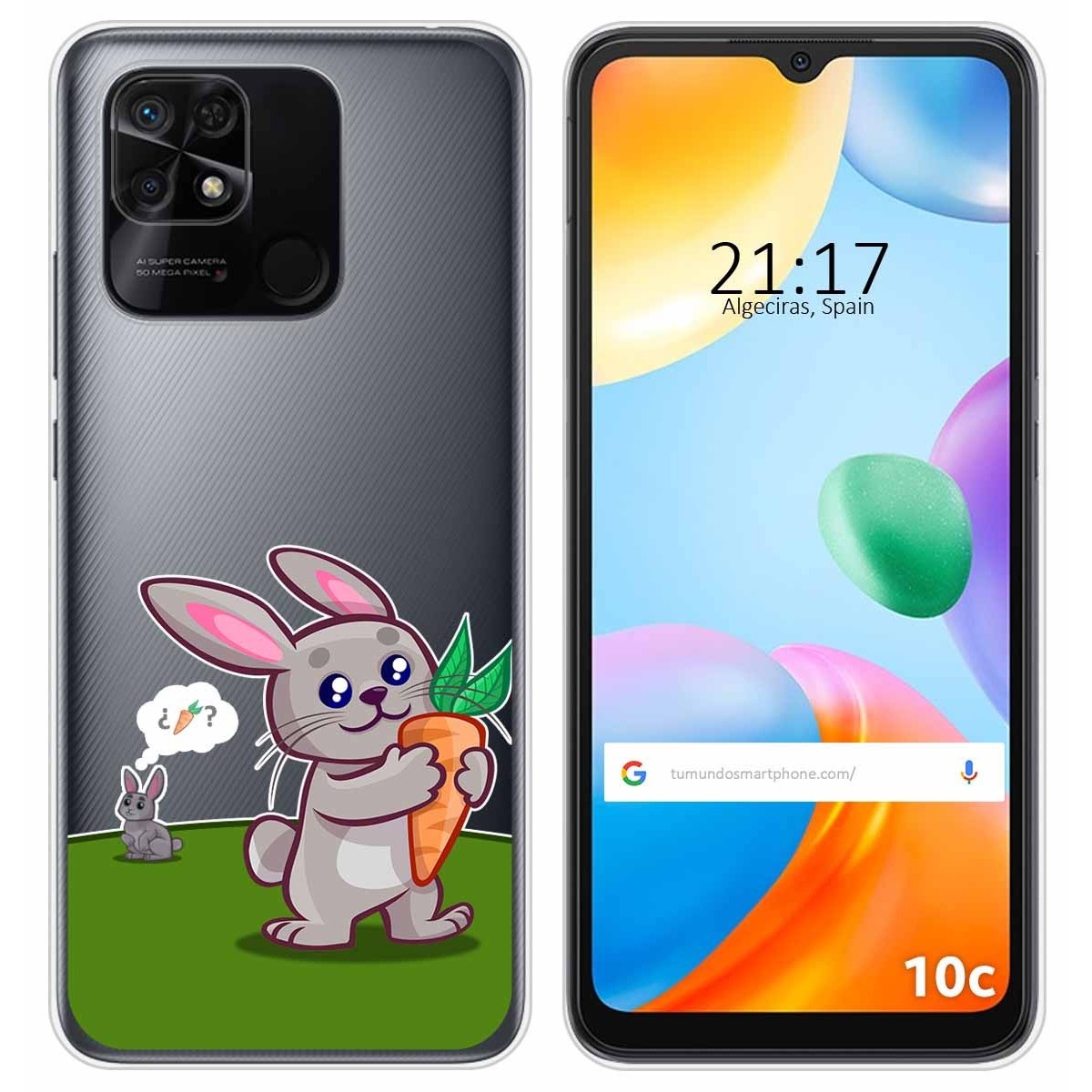 Funda Silicona Transparente para Xiaomi Redmi 10C diseño Conejo Dibujos