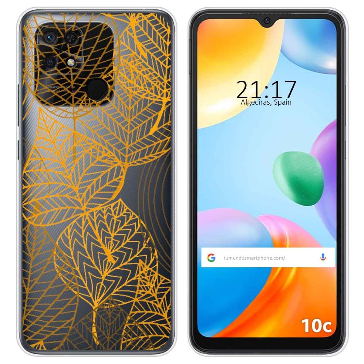 Funda Silicona Transparente para Xiaomi Redmi 10C diseño Hojas Dibujos