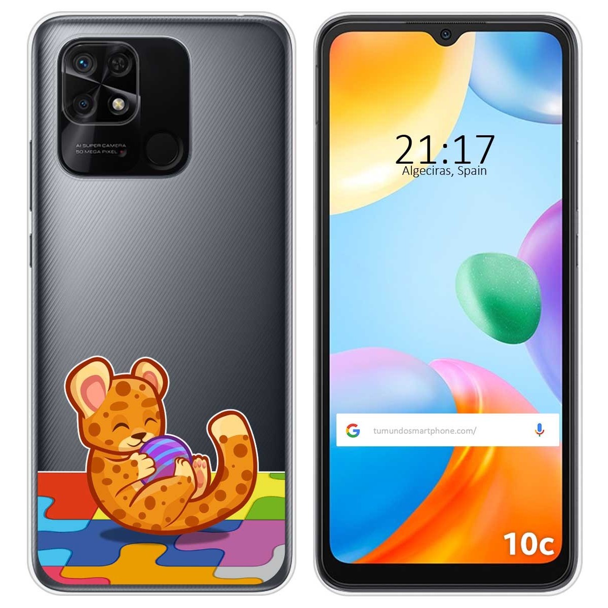 Funda Silicona Transparente para Xiaomi Redmi 10C diseño Leopardo Dibujos