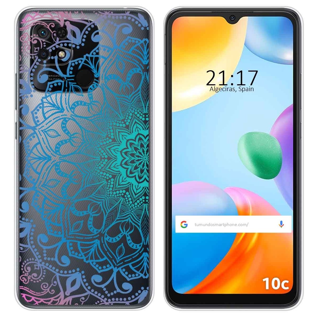 Funda Silicona Transparente para Xiaomi Redmi 10C diseño Mandala Dibujos