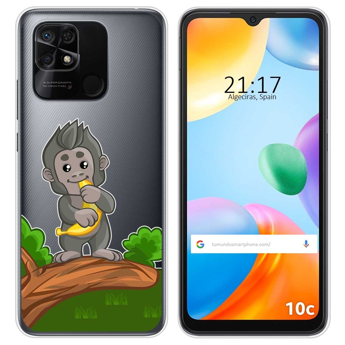 Funda Silicona Transparente para Xiaomi Redmi 10C diseño Mono Dibujos