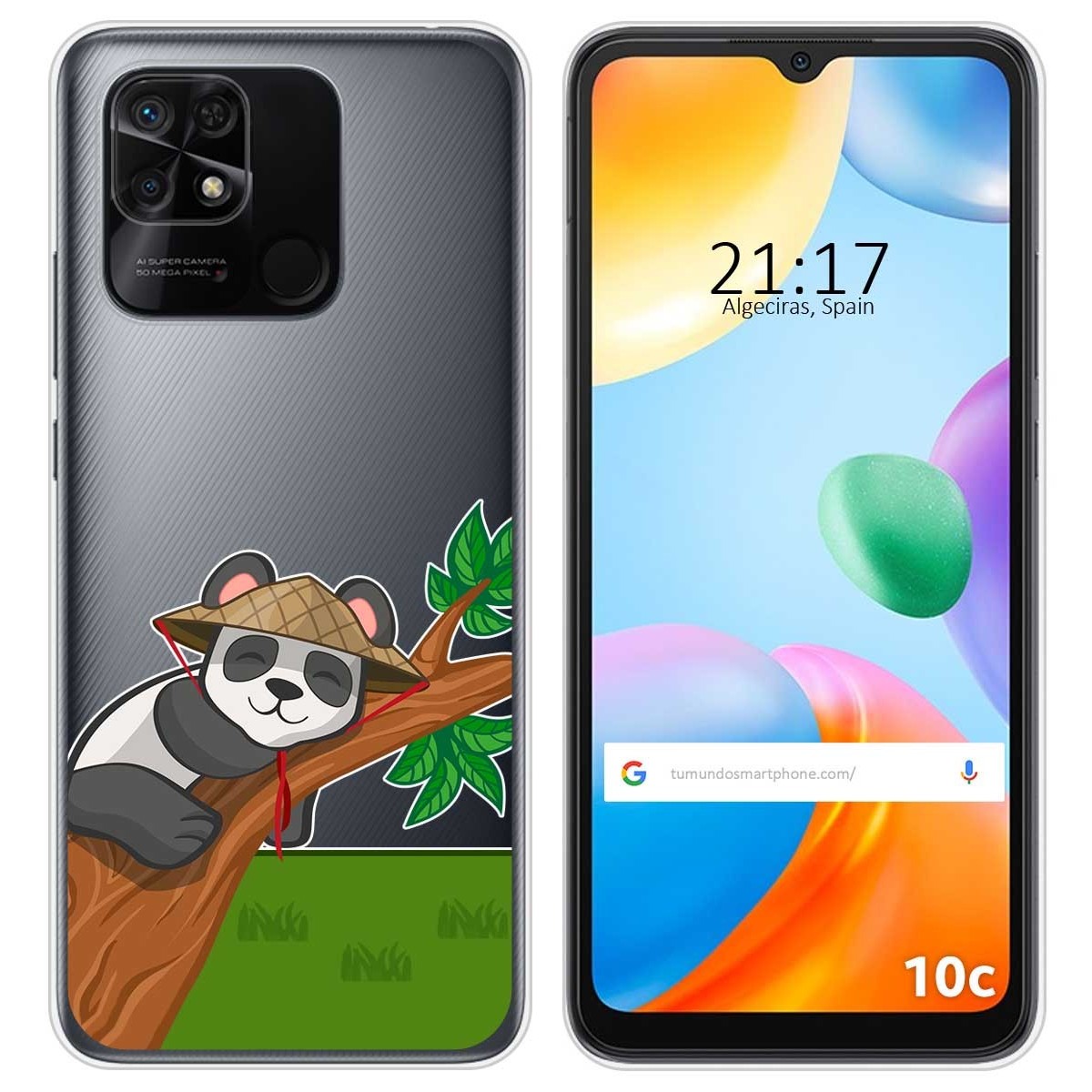 Funda Silicona Transparente para Xiaomi Redmi 10C diseño Panda Dibujos