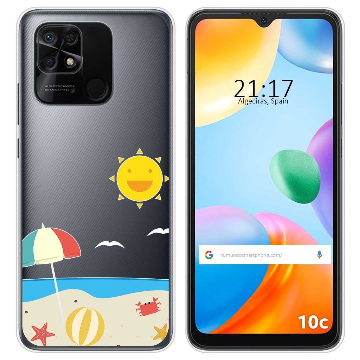 Funda Silicona Transparente para Xiaomi Redmi 10C diseño Playa Dibujos