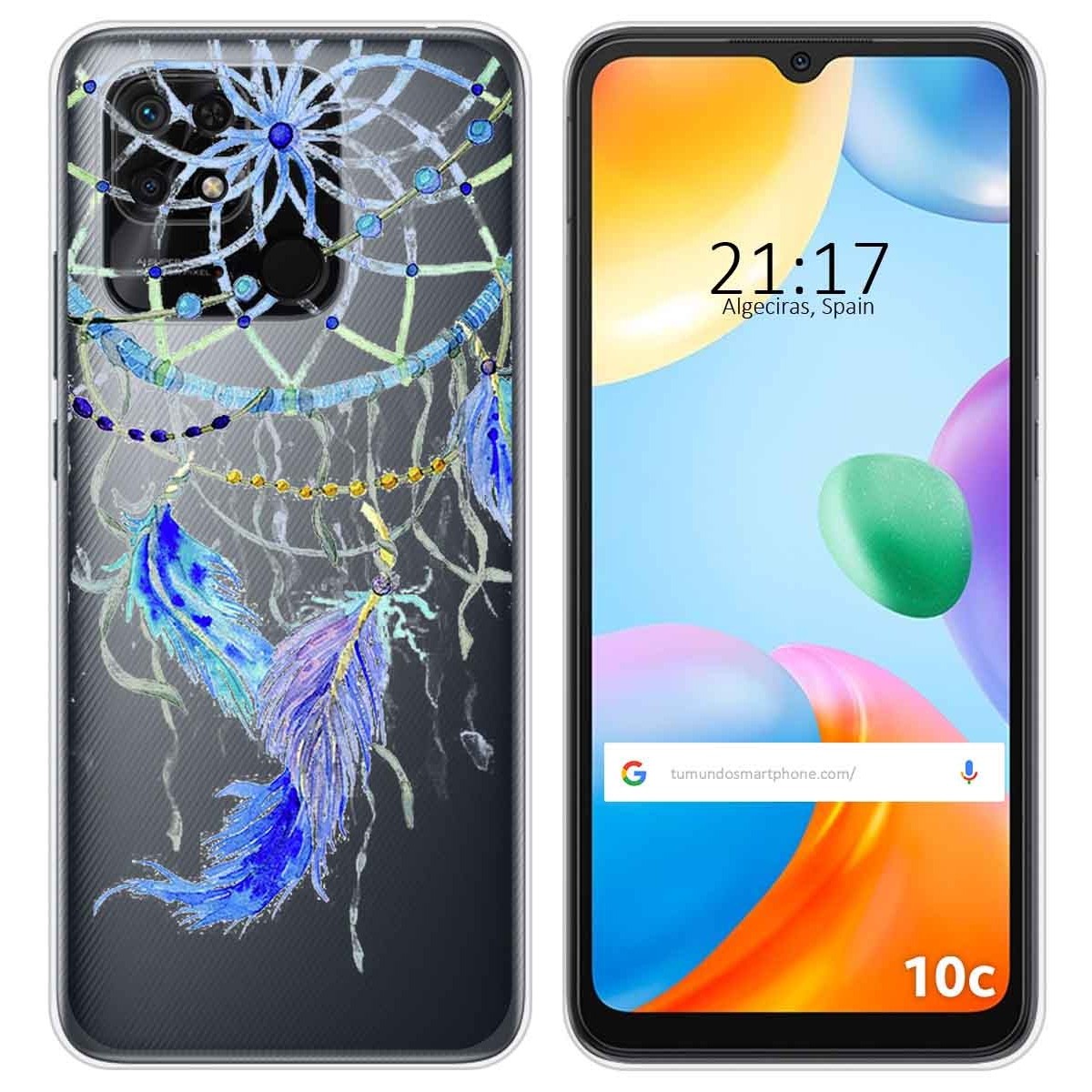 Funda Silicona Transparente para Xiaomi Redmi 10C diseño Plumas Dibujos