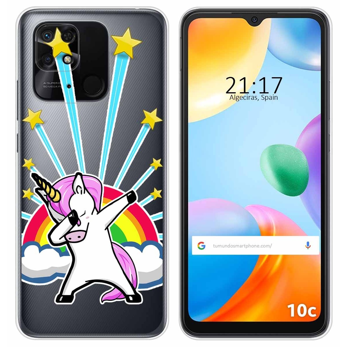 Funda Silicona Transparente para Xiaomi Redmi 10C diseño Unicornio Dibujos