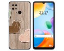 Funda Silicona para Xiaomi Redmi 10C diseño Corazones Madera Dibujos