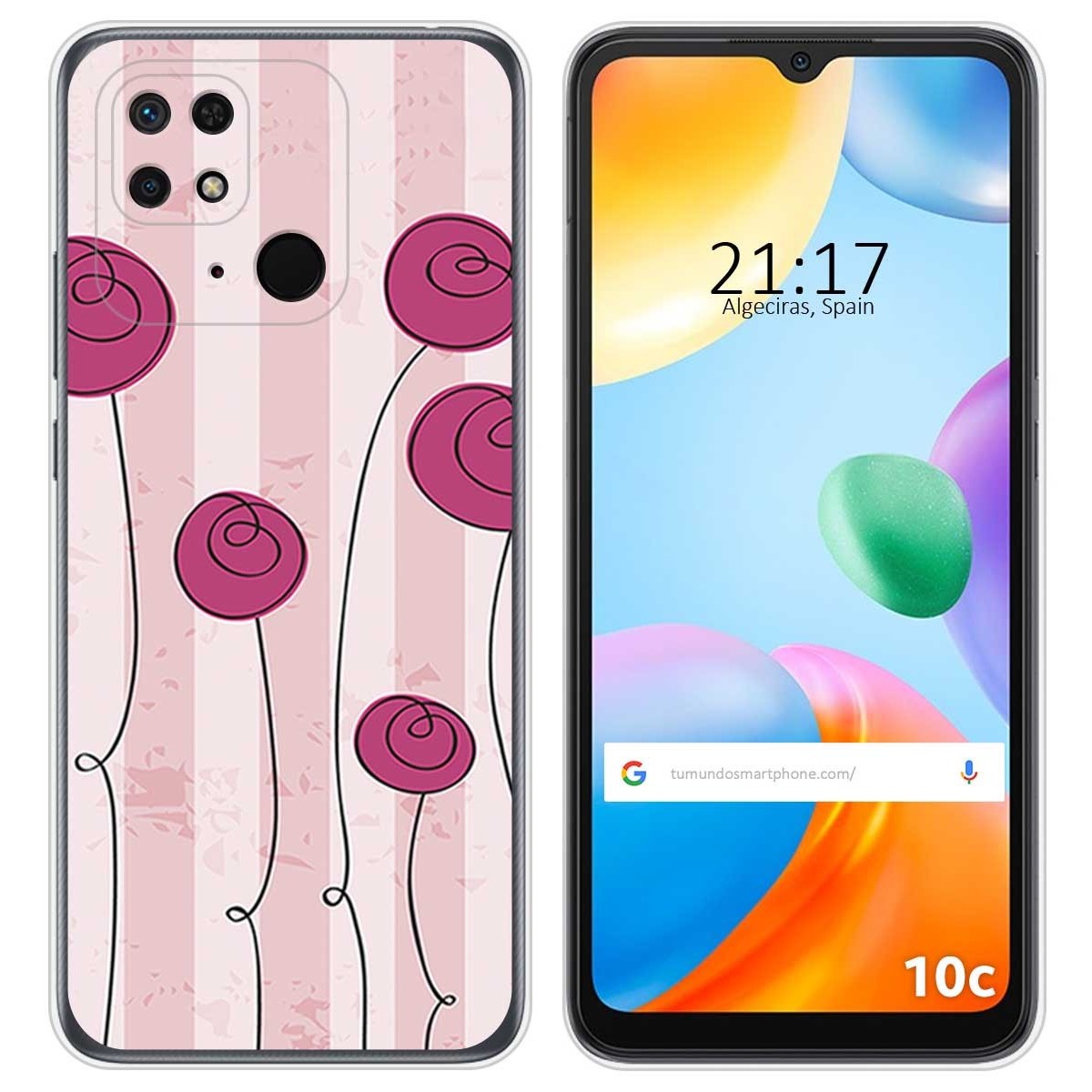 Funda Silicona para Xiaomi Redmi 10C diseño Flores Vintage Dibujos