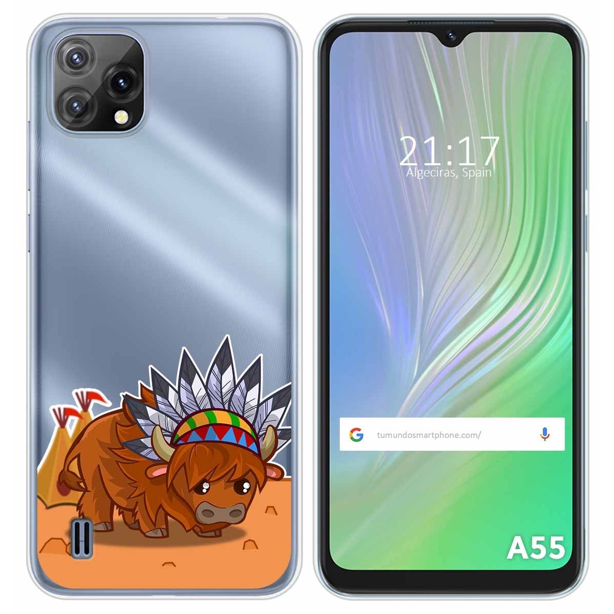 Funda Silicona Transparente para Blackview A55 diseño Bufalo Dibujos