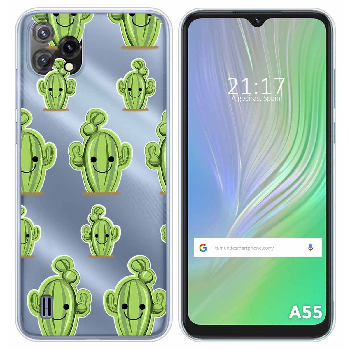 Funda Silicona Transparente para Blackview A55 diseño Cactus Dibujos