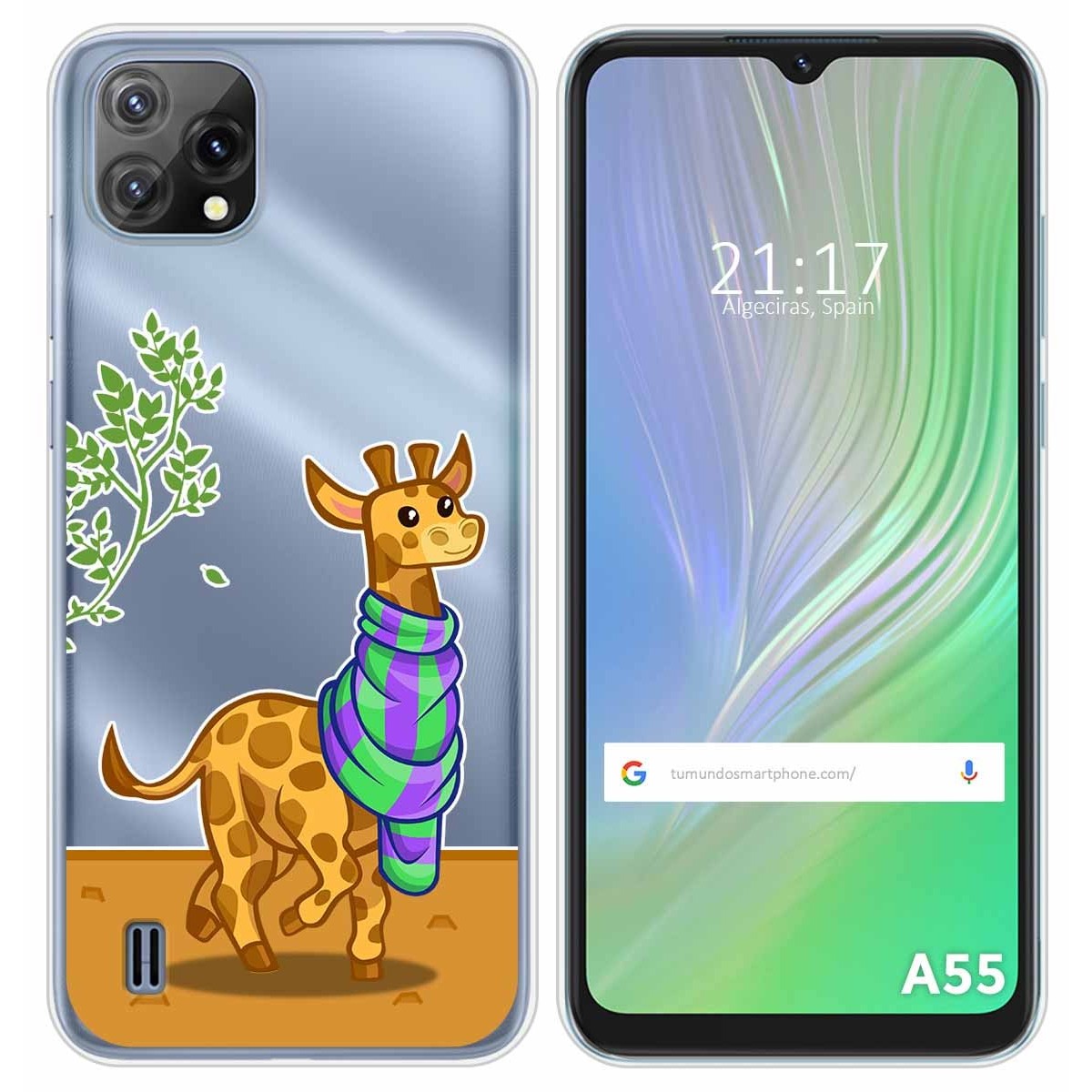 Funda Silicona Transparente para Blackview A55 diseño Jirafa Dibujos