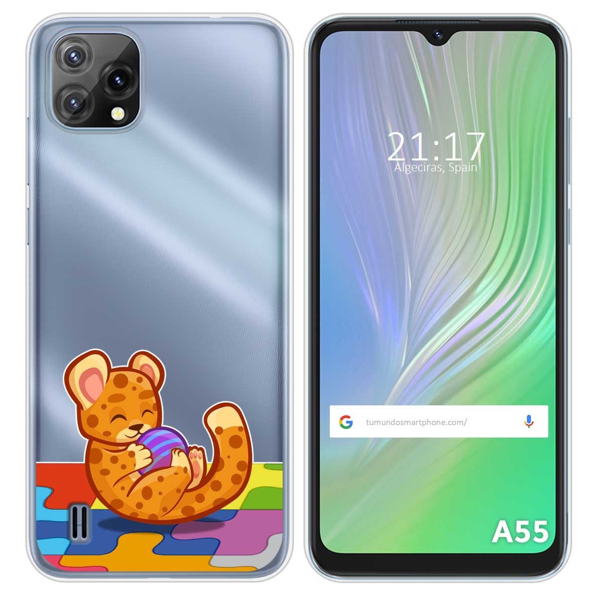 Funda Silicona Transparente para Blackview A55 diseño Leopardo Dibujos