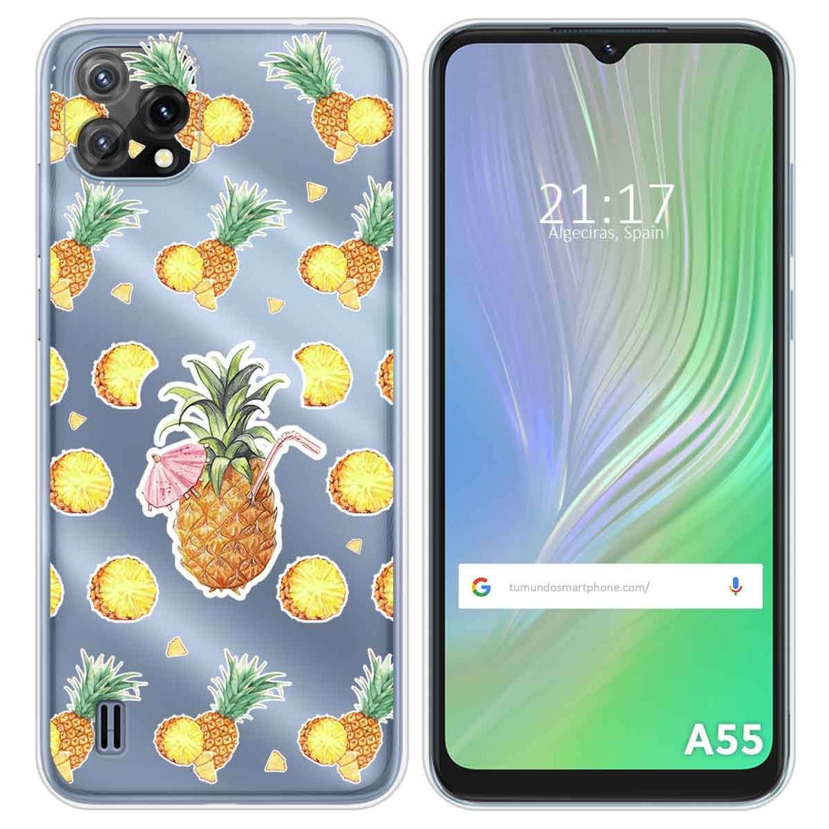 Funda Silicona Transparente para Blackview A55 diseño Piña Dibujos