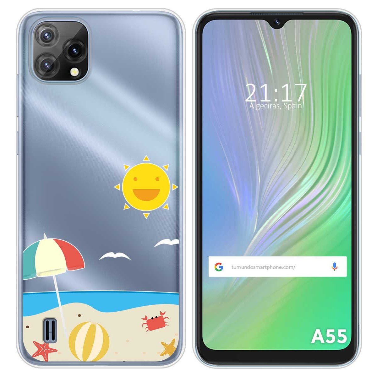 Funda Silicona Transparente para Blackview A55 diseño Playa Dibujos