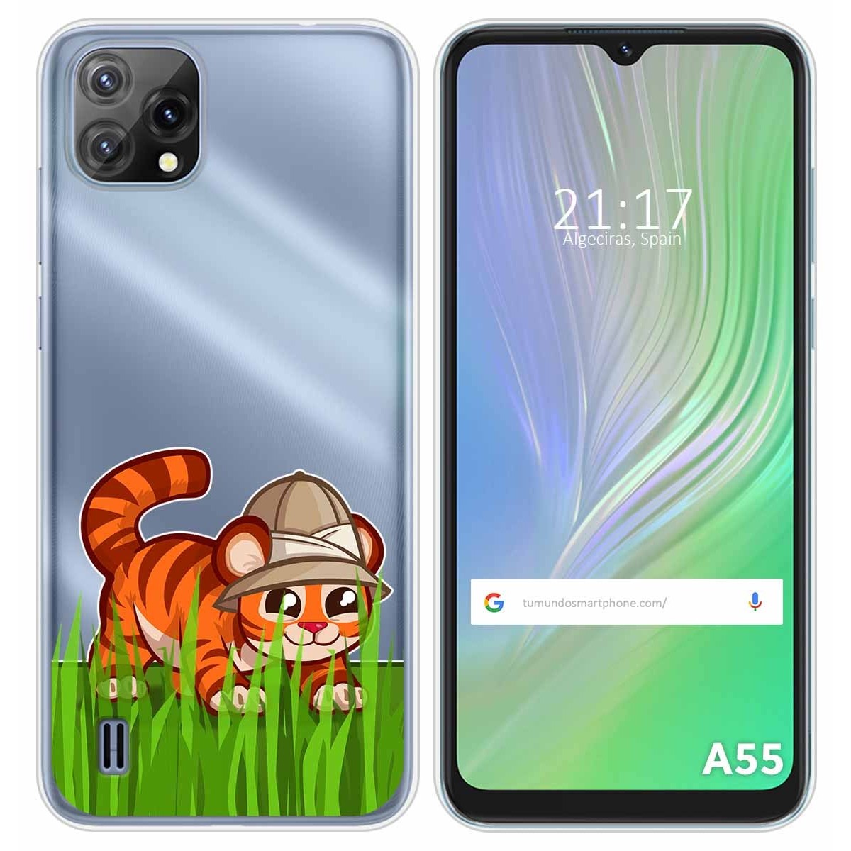 Funda Silicona Transparente para Blackview A55 diseño Tigre Dibujos