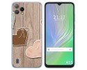 Funda Silicona para Blackview A55 diseño Corazones Madera Dibujos