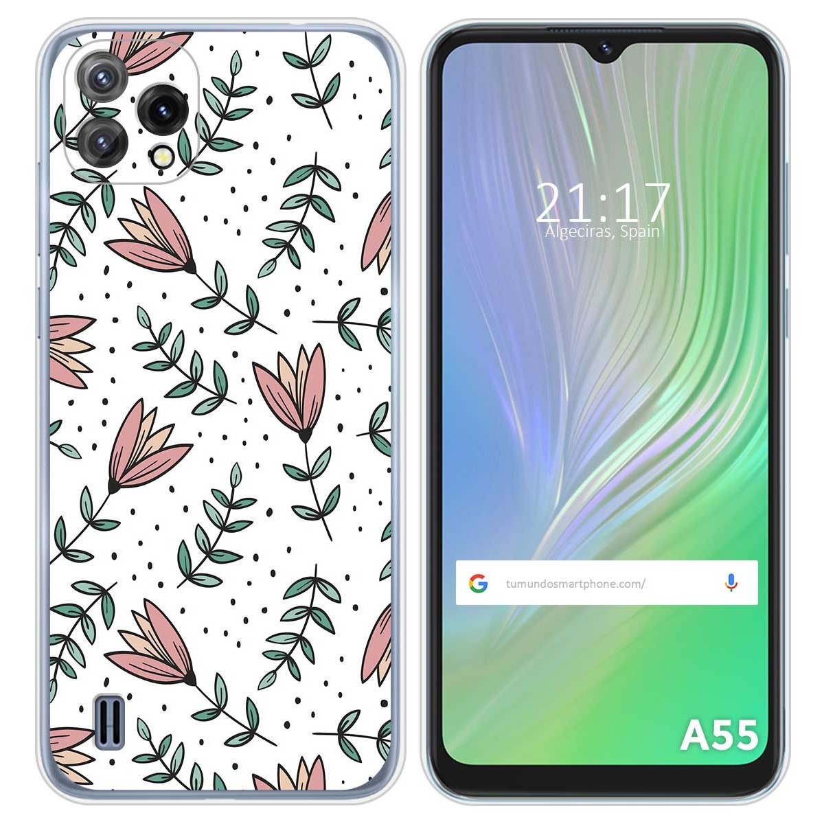 Funda Silicona Transparente para Blackview A55 diseño Flores 01 Dibujos