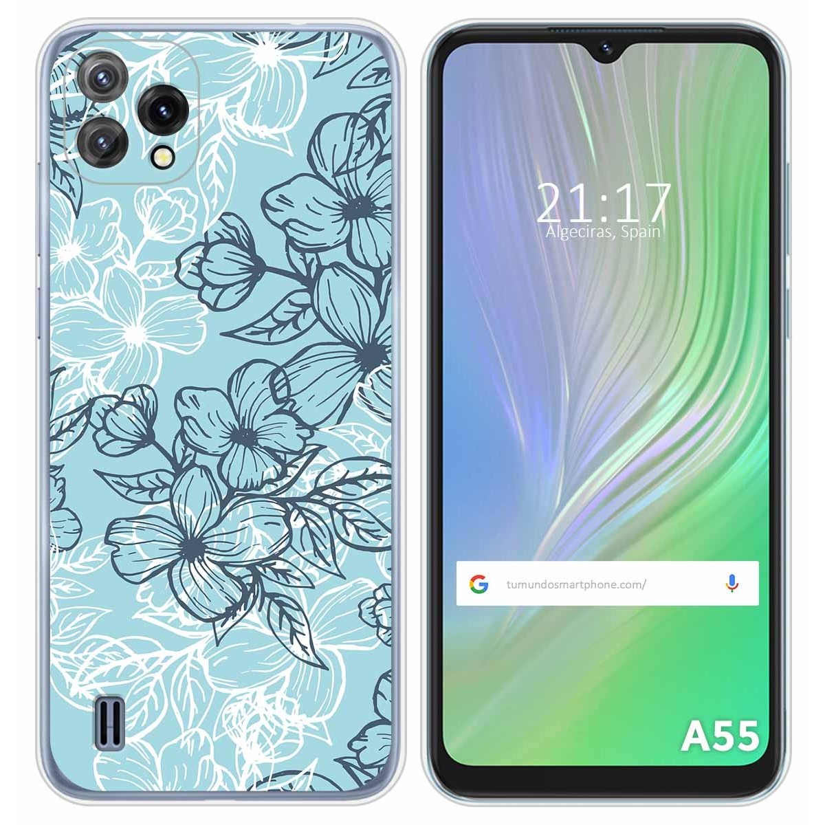 Funda Silicona Transparente para Blackview A55 diseño Flores 03 Dibujos