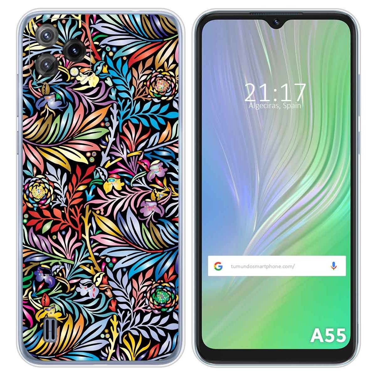 Funda Silicona Transparente para Blackview A55 diseño Flores 04 Dibujos