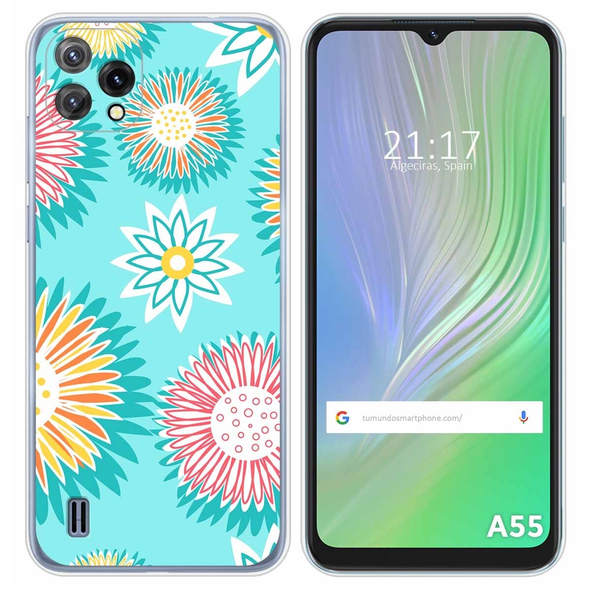 Funda Silicona Transparente para Blackview A55 diseño Flores 05 Dibujos