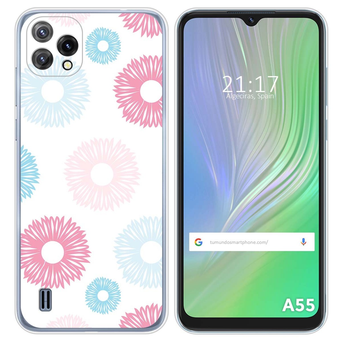 Funda Silicona Transparente para Blackview A55 diseño Flores 06 Dibujos