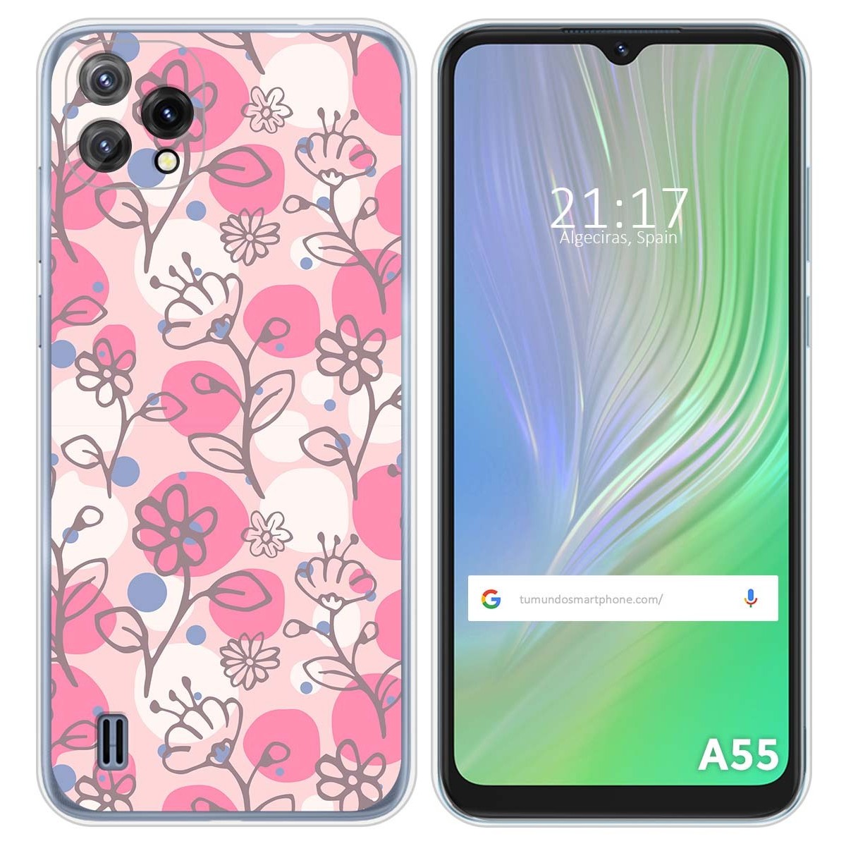 Funda Silicona Transparente para Blackview A55 diseño Flores 07 Dibujos