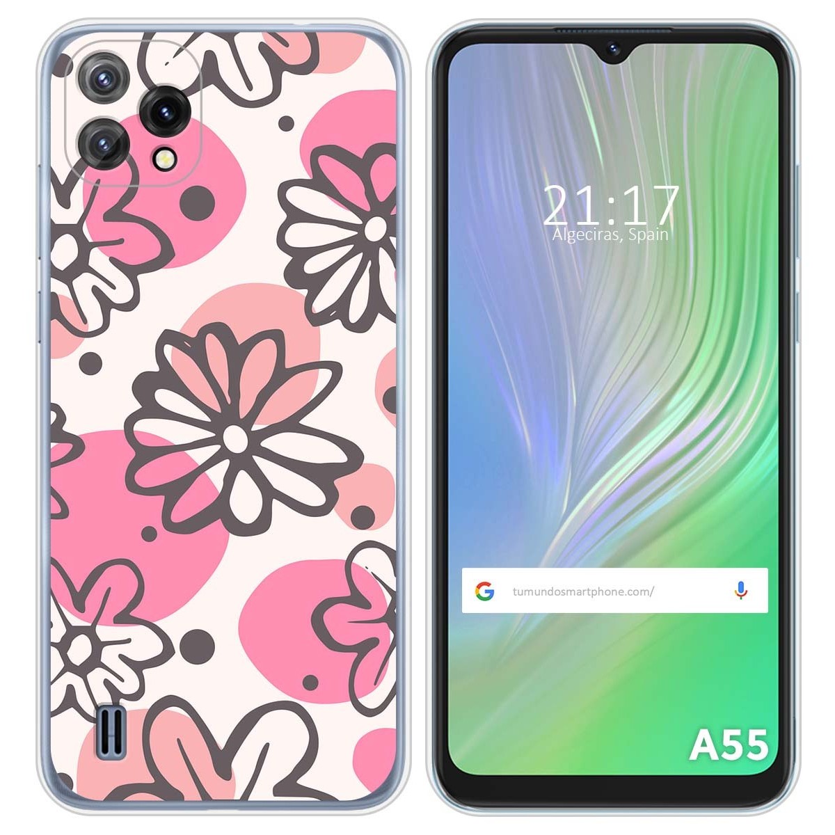 Funda Silicona Transparente para Blackview A55 diseño Flores 09 Dibujos