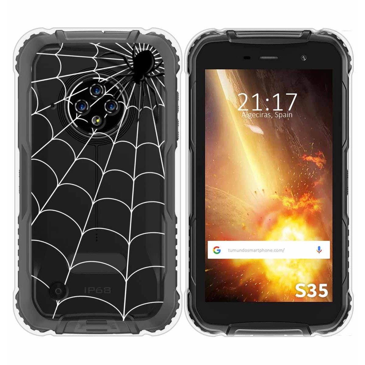Funda Silicona Transparente para Doogee S35 / S35T / S35 Pro diseño Araña Dibujos