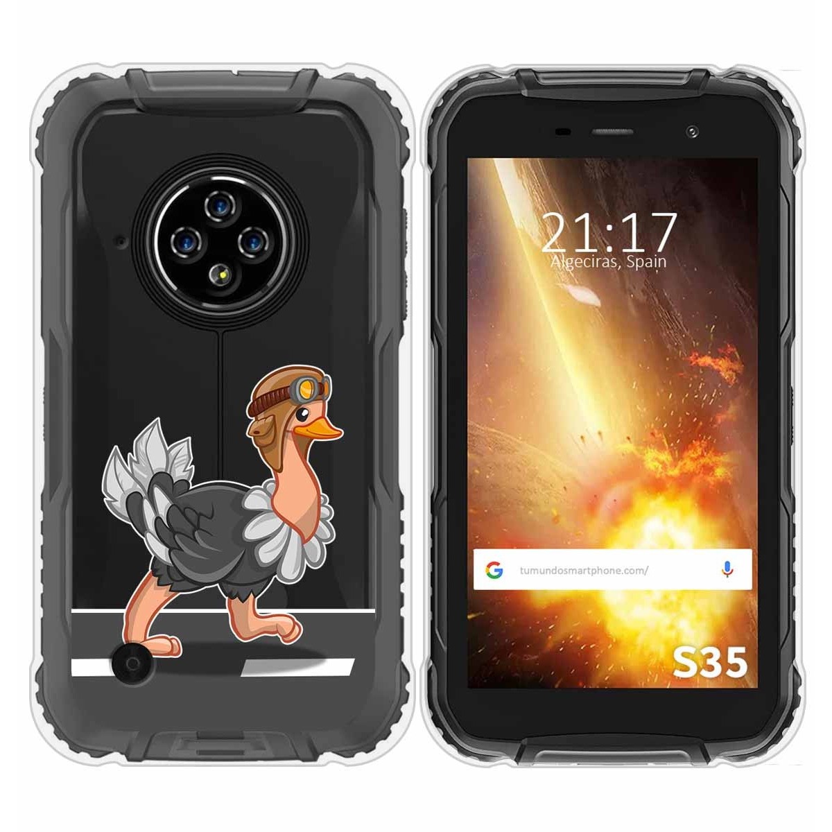 Funda Silicona Transparente para Doogee S35 / S35T / S35 Pro diseño Avestruz Dibujos