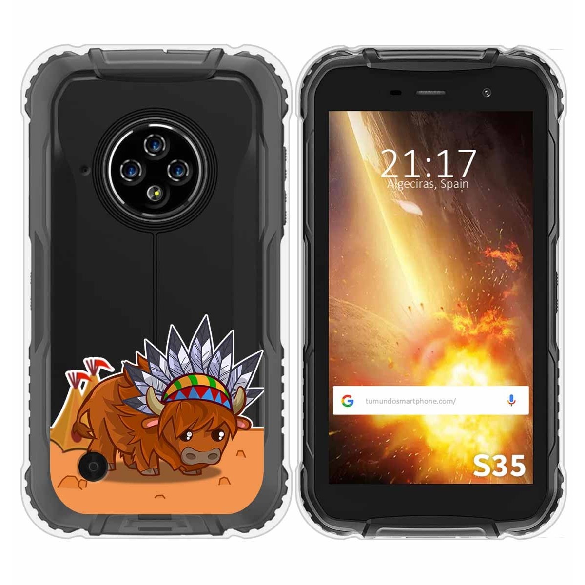 Funda Silicona Transparente para Doogee S35 / S35T / S35 Pro diseño Bufalo Dibujos