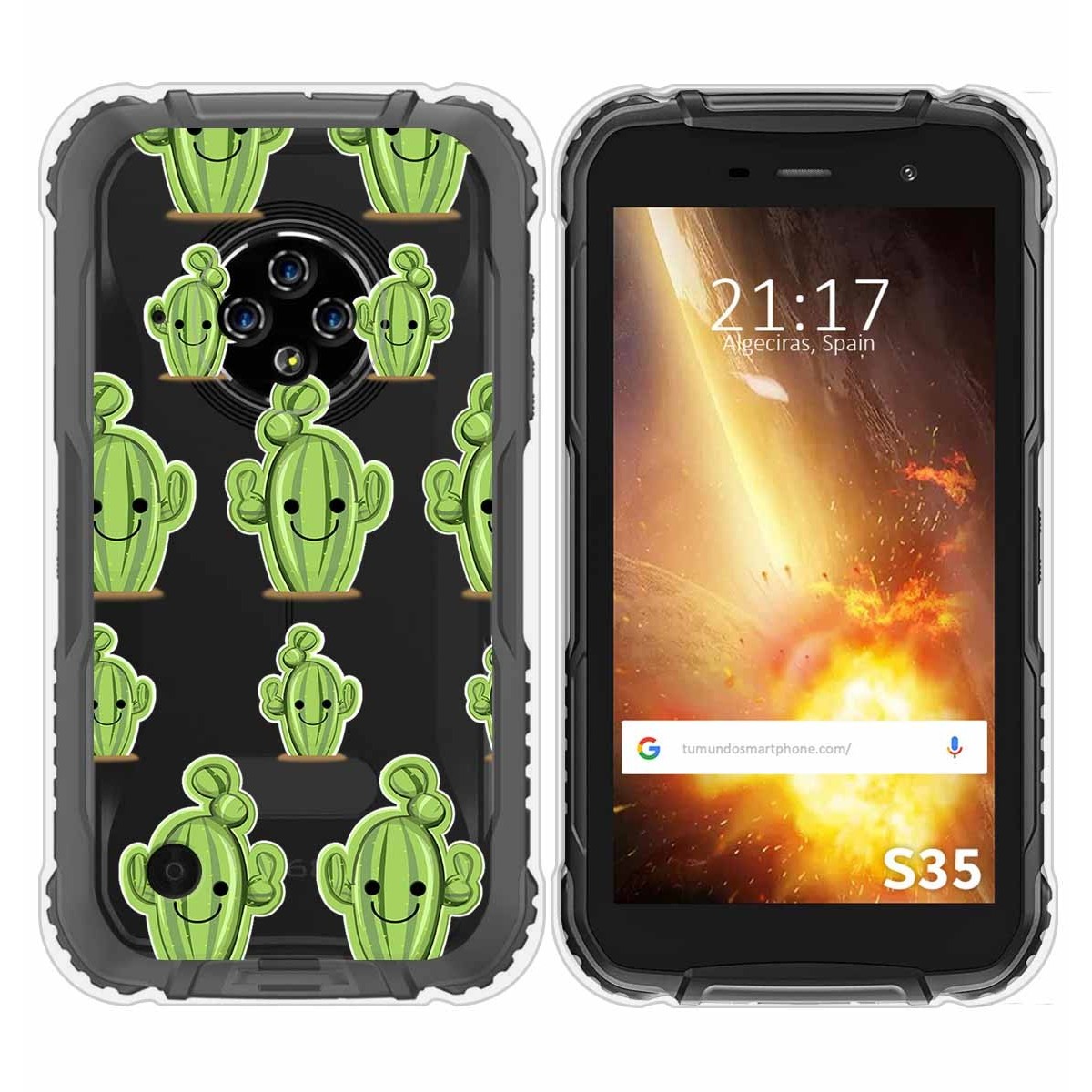 Funda Silicona Transparente para Doogee S35 / S35T / S35 Pro diseño Cactus Dibujos