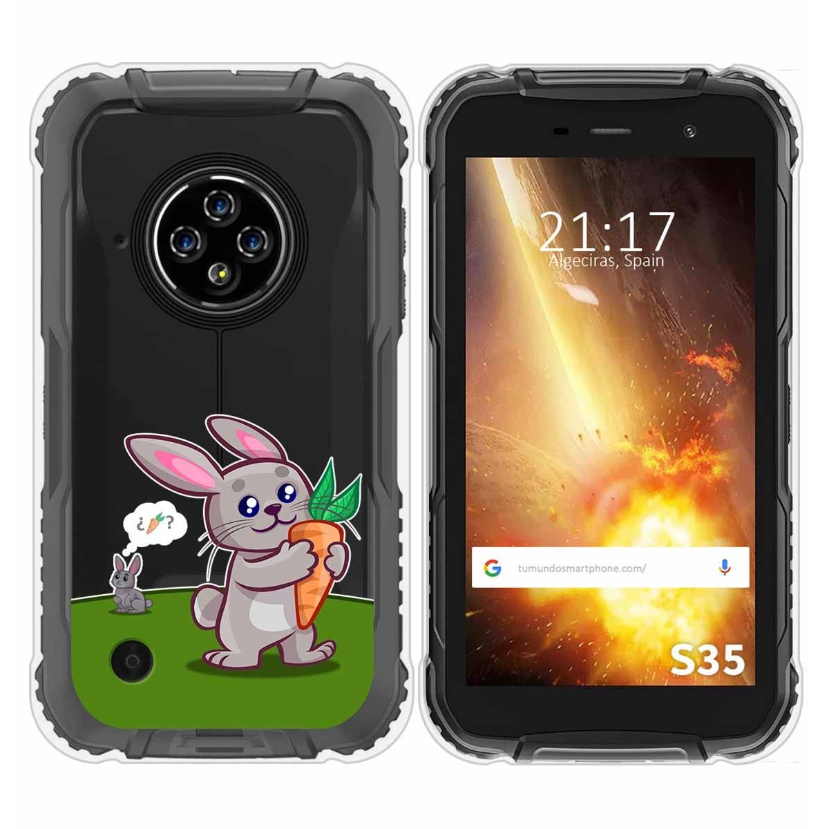 Funda Silicona Transparente para Doogee S35 / S35T / S35 Pro diseño Conejo Dibujos