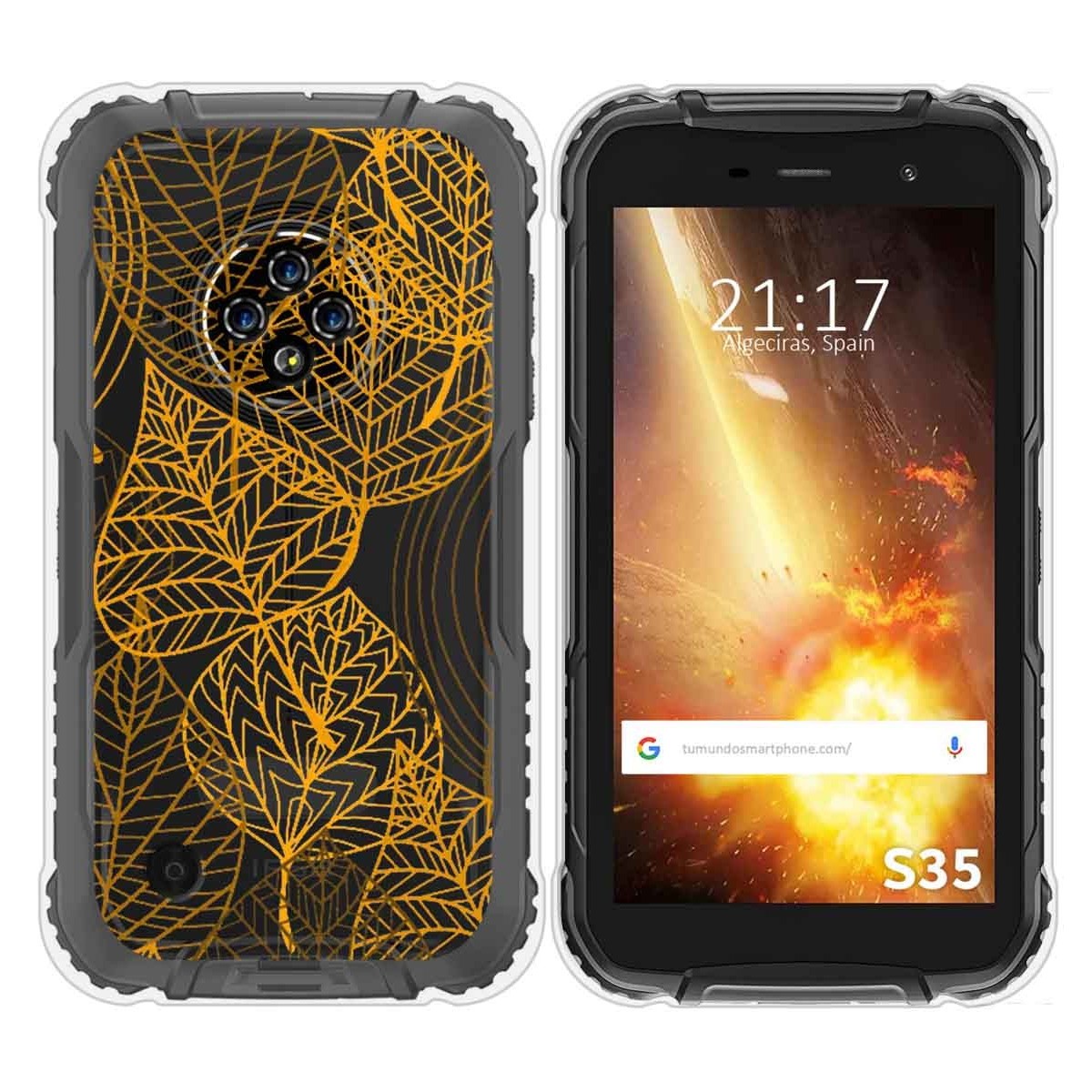 Funda Silicona Transparente para Doogee S35 / S35T / S35 Pro diseño Hojas Dibujos