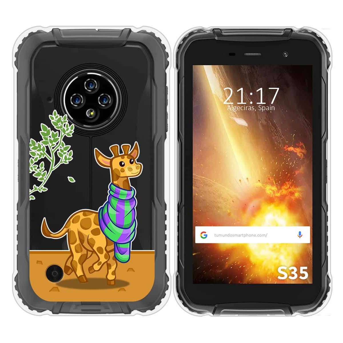 Funda Silicona Transparente para Doogee S35 / S35T / S35 Pro diseño Jirafa Dibujos