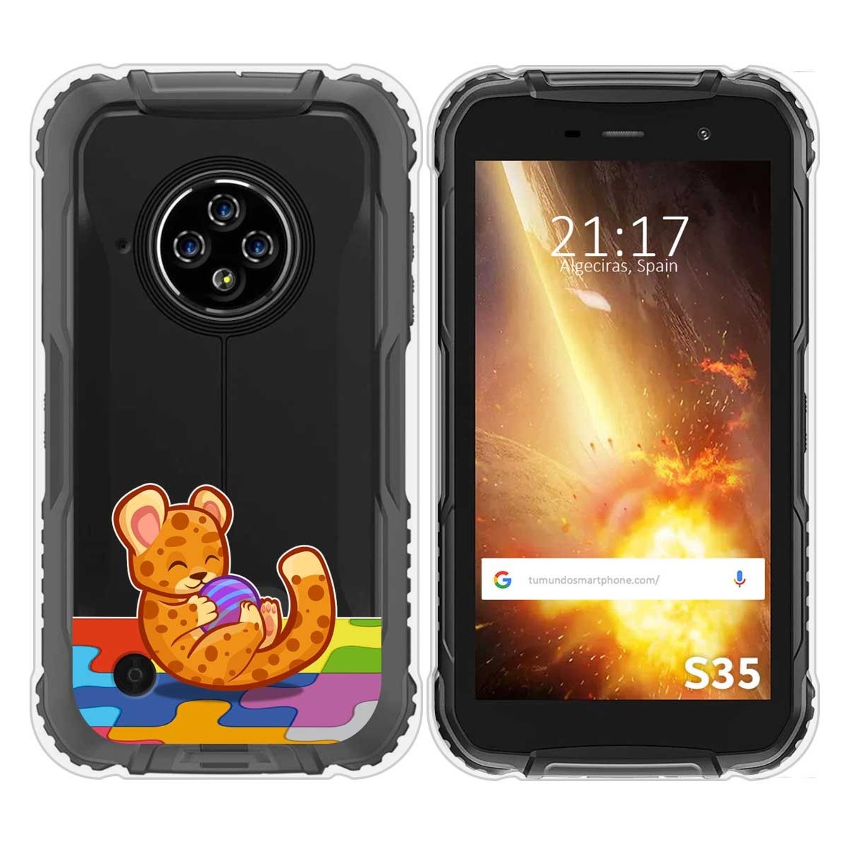 Funda Silicona Transparente para Doogee S35 / S35T / S35 Pro diseño Leopardo Dibujos