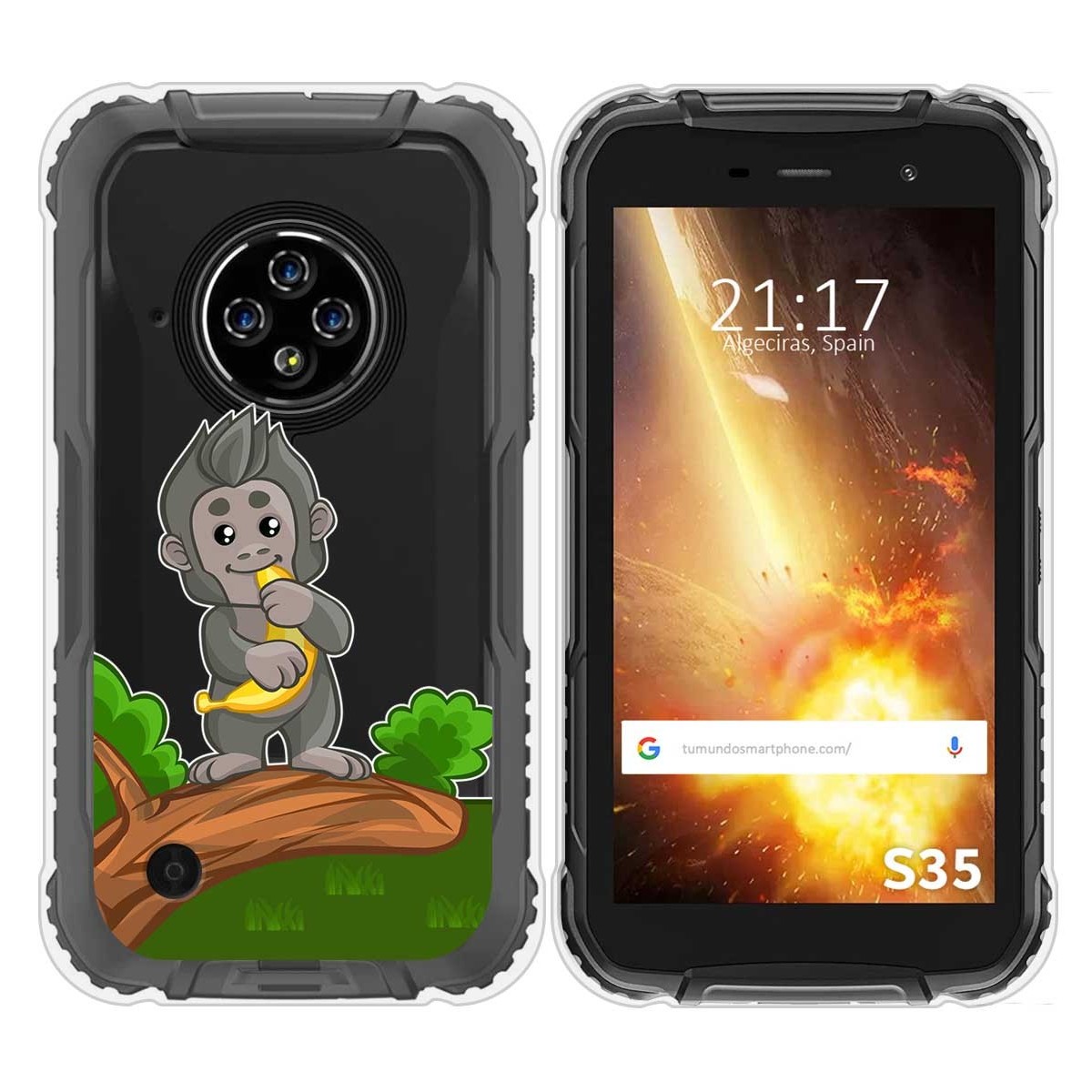 Funda Silicona Transparente para Doogee S35 / S35T / S35 Pro diseño Mono Dibujos