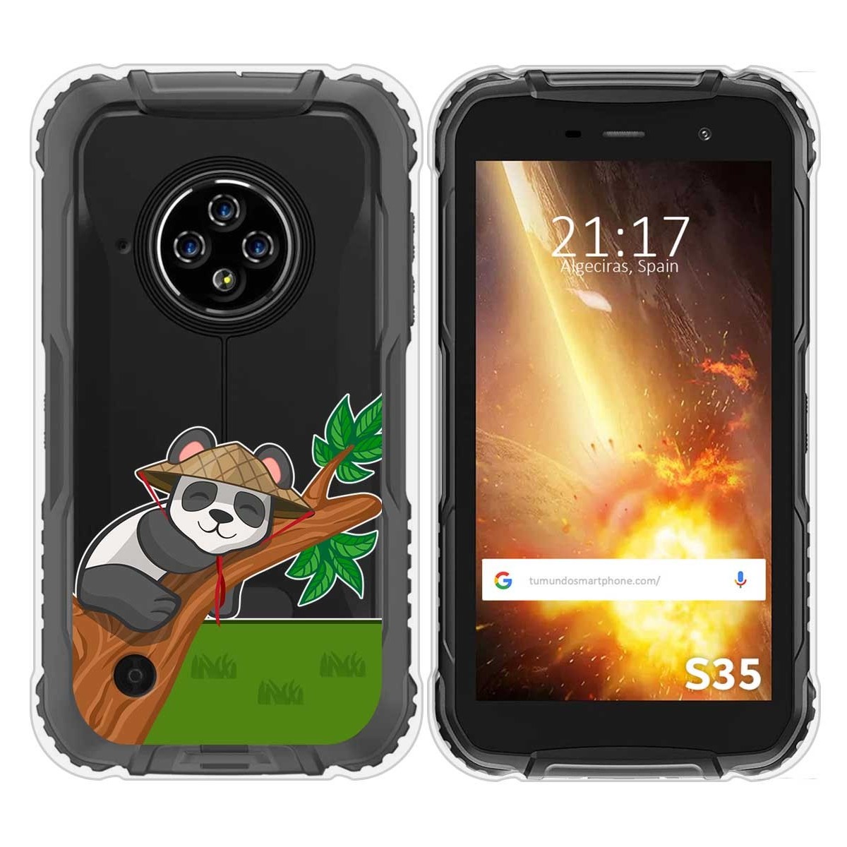 Funda Silicona Transparente para Doogee S35 / S35T / S35 Pro diseño Panda Dibujos