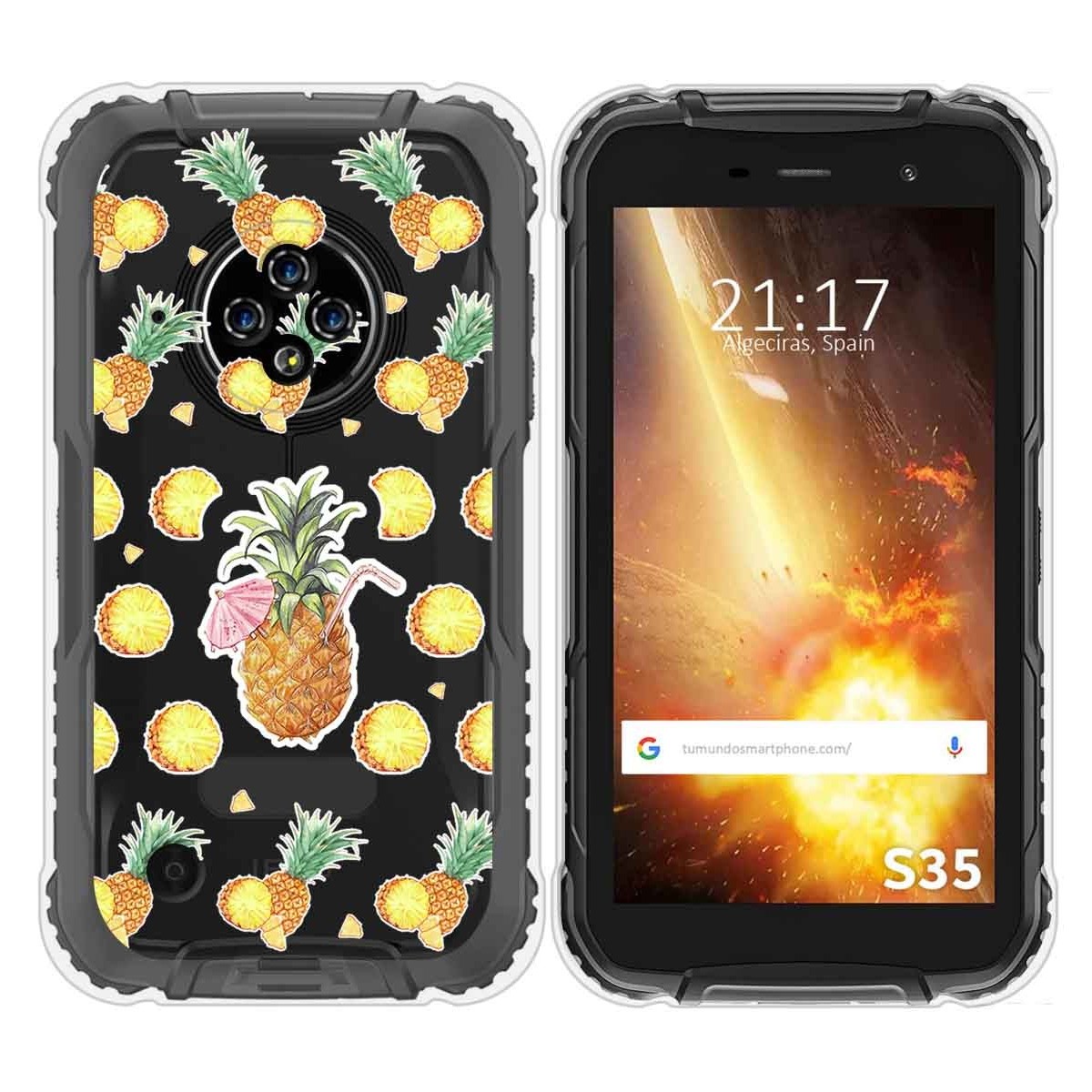 Funda Silicona Transparente para Doogee S35 / S35T / S35 Pro diseño Piña Dibujos