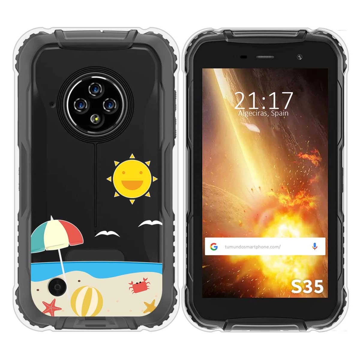 Funda Silicona Transparente para Doogee S35 / S35T / S35 Pro diseño Playa Dibujos