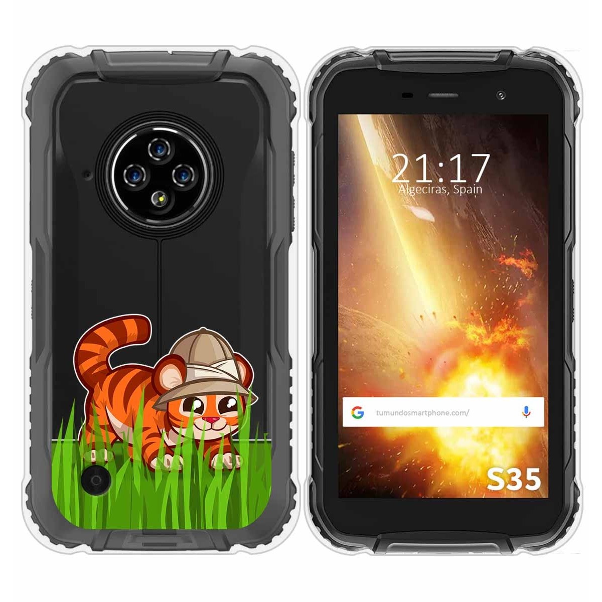 Funda Silicona Transparente para Doogee S35 / S35T / S35 Pro diseño Tigre Dibujos