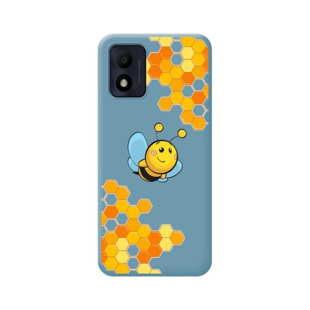 Funda Silicona Líquida Azul para Alcatel 1B 2022 diseño Abeja Dibujos