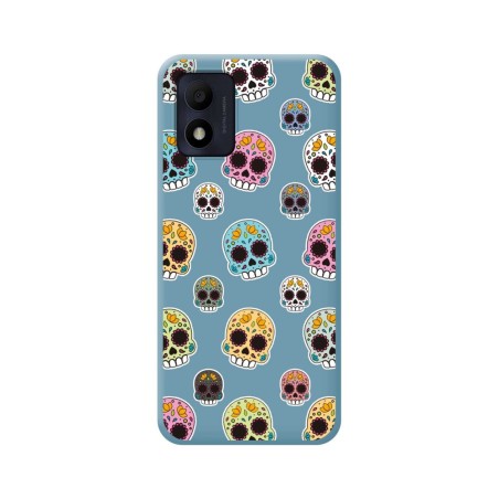 Funda Silicona Líquida Azul para Alcatel 1B 2022 diseño Catrina Dibujos