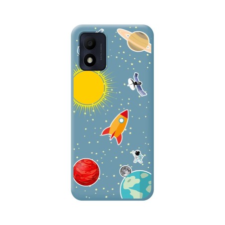 Funda Silicona Líquida Azul para Alcatel 1B 2022 diseño Espacio Dibujos