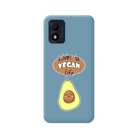 Funda Silicona Líquida Azul para Alcatel 1B 2022 diseño Vegan Life Dibujos