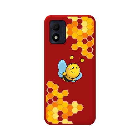Funda Silicona Líquida Roja para Alcatel 1B 2022 diseño Abeja Dibujos