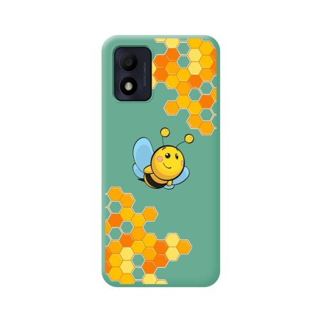 Funda Silicona Líquida Verde para Alcatel 1B 2022 diseño Abeja Dibujos