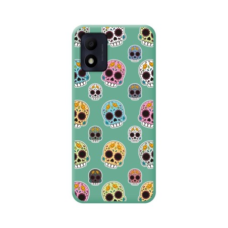 Funda Silicona Líquida Verde para Alcatel 1B 2022 diseño Catrina Dibujos
