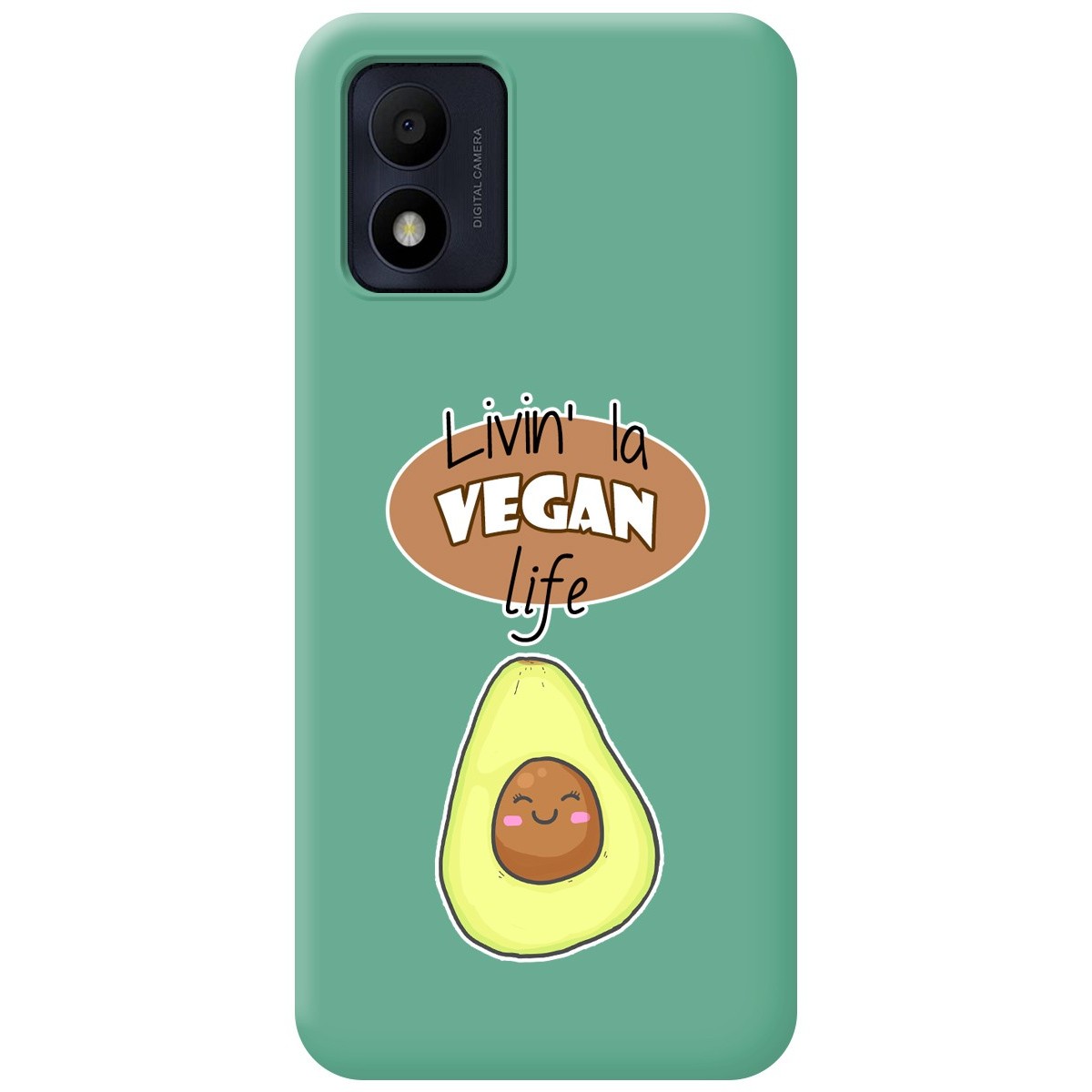 Funda Silicona Líquida Verde para Alcatel 1B 2022 diseño Vegan Life Dibujos