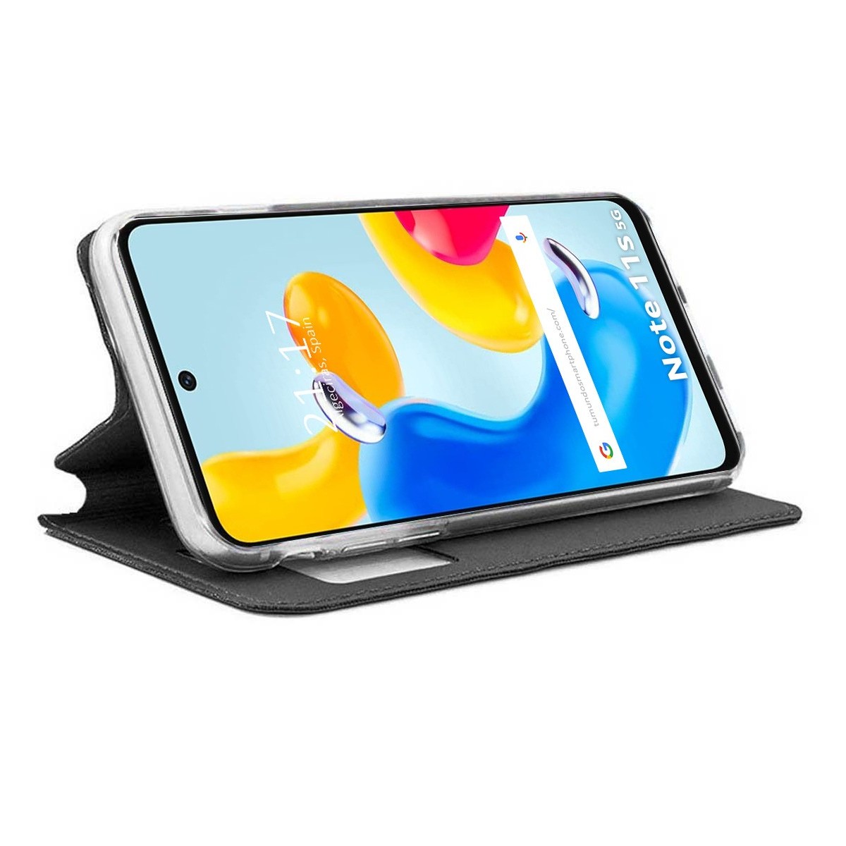 Funda Libro Soporte con Ventana para Xiaomi Redmi Note 11s 5G Color Negra