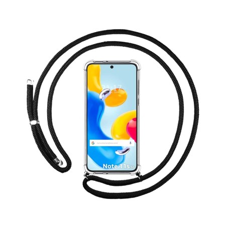 Funda Colgante Transparente para Xiaomi Redmi Note 11s 5G con Cordon Negro