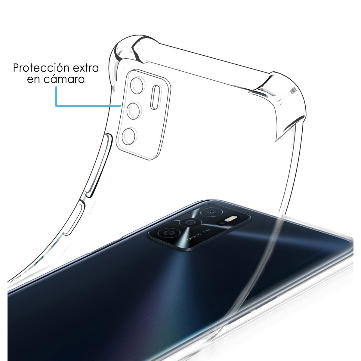 Funda Silicona Antigolpes Transparente para Oppo A54s